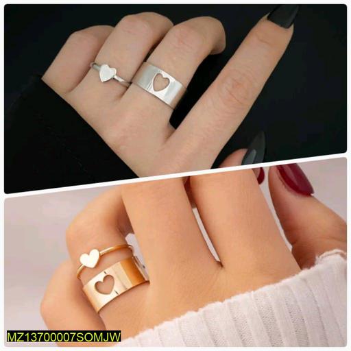 Pair Of Alloy Plated Trendy Heart Design Ring Set, Pack Of 2 🔥 60% OFF – LAST DAY SALE