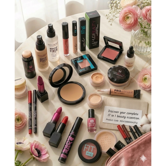 17 in 1 Professional Makeup Kit – Complete Beauty Essentials Set with Foundation, Concealer, Mascara, Lip Gloss, Nail Polish & Full Face Makeup Combo (17 Pcs) 🔥 60% OFF – LAST DAY SALE