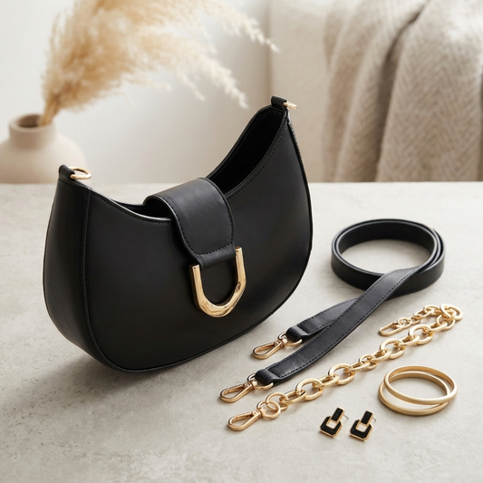 Girls Black PU Leather Handbag – Stylish Plain Mini Tote Bag with Top Handle | Trendy Shoulder Bag for Girls 🔥 60% OFF – LAST DAY SALE