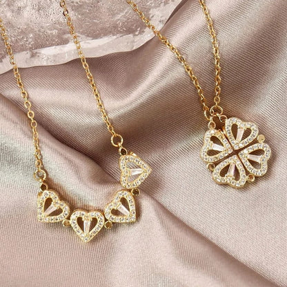 Magnetic 4 Leaf Clover Heart Necklace for Women – Golden Adjustable Pendant Necklace | Trendy Elegant Fashion Jewelry Pakistan 🔥 60% OFF – LAST DAY SALE