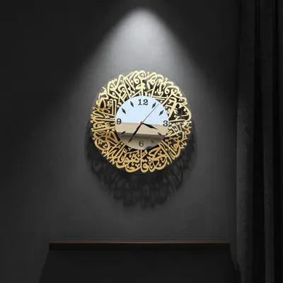 Golden Acrylic Arabic Calligraphy With Silver Acrylic Dial Islamic Clock 🔥 60% OFF – LAST DAY SALE
