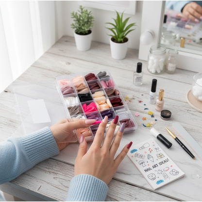 576 Pcs Professional Fake Nails Set with Nail Glue – Multicolor ABS Acrylic Artificial Nails for Manicure, Nail Extensions & Nail Art 🔥 Upto 68% OFF