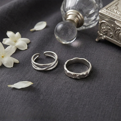 2 Pcs Silver Plated Adjustable Rings Set for Women – Alloy Minimalist Korean Style Couple Rings | Trendy Stackable Fashion Jewelry 🔥 60% OFF – LAST DAY SALE