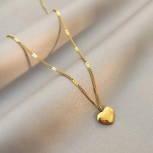 Stainless Steel Heart Pendant Necklace for Women – Gold Love Heart Necklace | Elegant Adjustable Chain Fashion Jewelry for Girls Pakistan 🔥 68% OFF