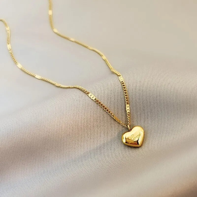 Stainless Steel Heart Pendant Necklace for Women – Gold Love Heart Necklace | Elegant Adjustable Chain Fashion Jewelry for Girls Pakistan 🔥 68% OFF