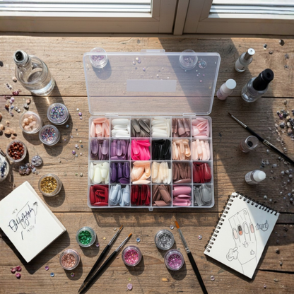 576 Pcs Professional Fake Nails Set with Nail Glue – Multicolor ABS Acrylic Artificial Nails for Manicure, Nail Extensions & Nail Art 🔥 Upto 68% OFF