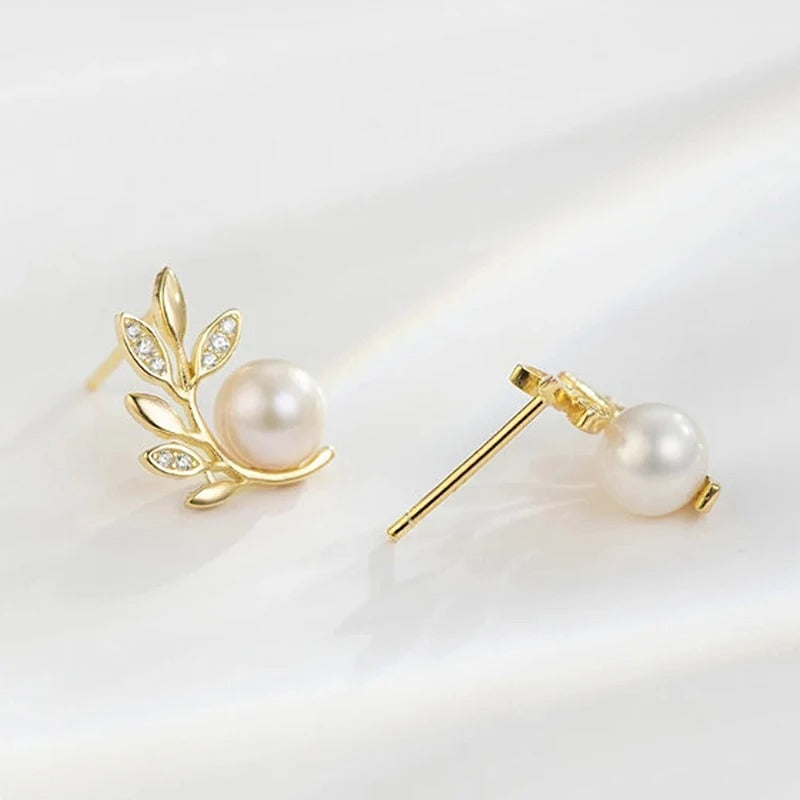 Golden Leaf Pearl Earrings for Women – Elegant Bridal & Party Wear Stud Earrings | Luxury Gold Plated Wedding Jewelry for Girls 🔥 60% OFF – LAST DAY SALE