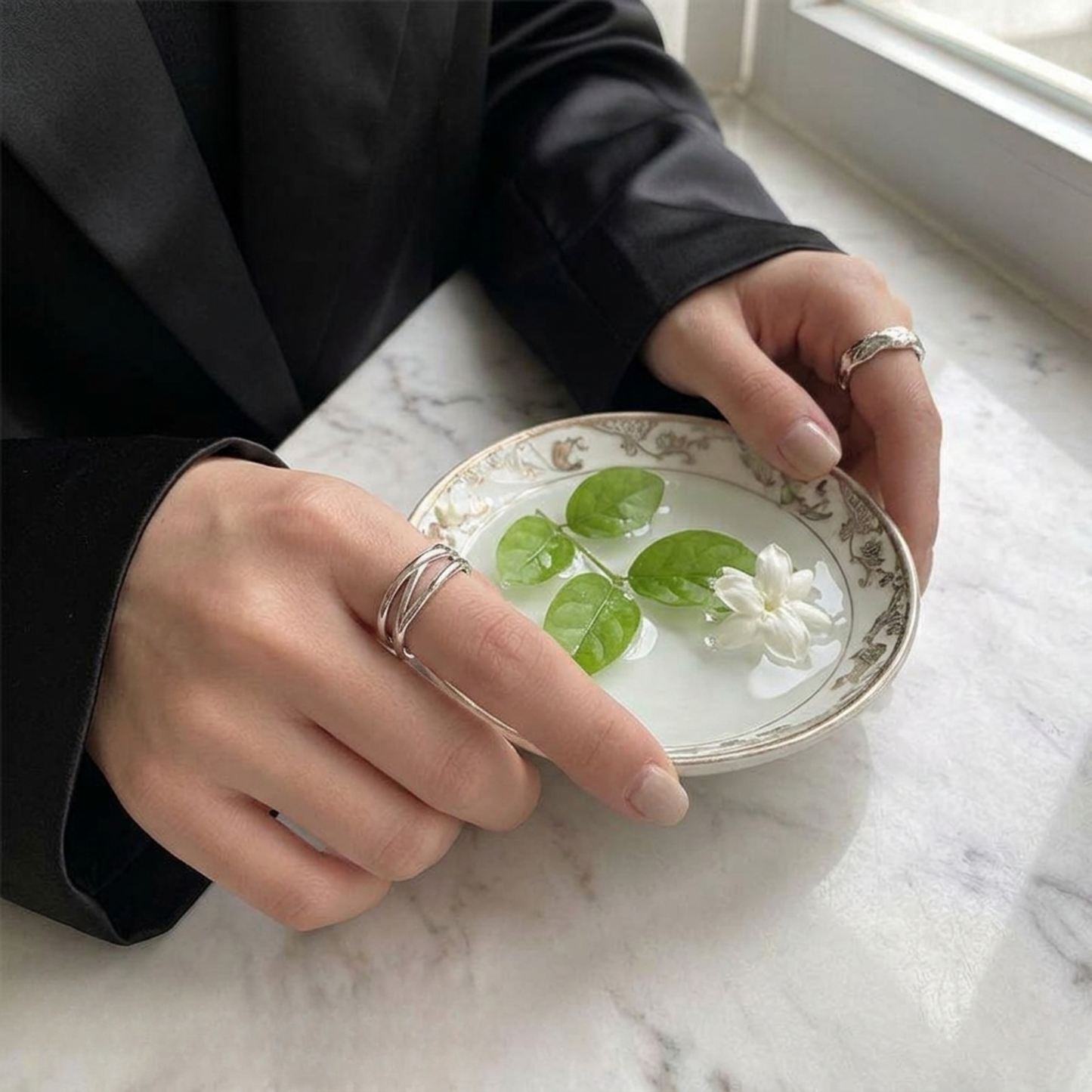 2 Pcs Silver Plated Adjustable Rings Set for Women – Alloy Minimalist Korean Style Couple Rings | Trendy Stackable Fashion Jewelry 🔥 60% OFF – LAST DAY SALE
