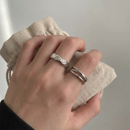 2 Pcs Silver Plated Adjustable Rings Set for Women – Alloy Minimalist Korean Style Couple Rings | Trendy Stackable Fashion Jewelry 🔥 60% OFF – LAST DAY SALE
