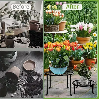 Modern Metal Plant Stand – Iron Indoor Outdoor Flower Pot Stand Rack | Black & Golden Round Plant Holder for Home Decor 🔥 60% OFF – LAST DAY SALE