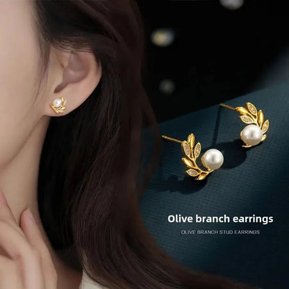 Golden Leaf Pearl Earrings for Women – Elegant Bridal & Party Wear Stud Earrings | Luxury Gold Plated Wedding Jewelry for Girls 🔥 60% OFF – LAST DAY SALE