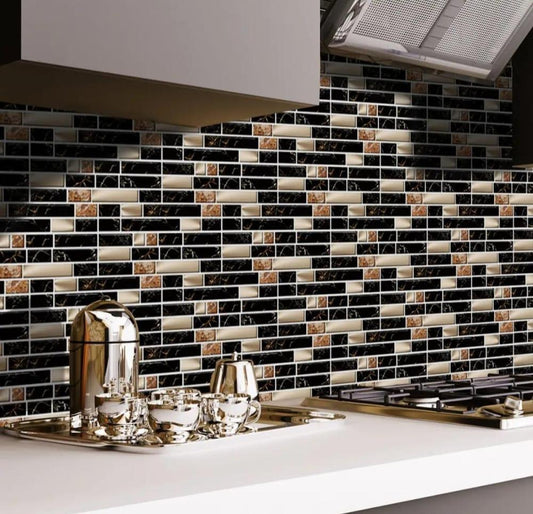 Self-Adhesive Wall Tile Stickers Pack of 100 – Waterproof Peel & Stick Kitchen & Bathroom Wall Tiles | Black Decorative Wall Covering for Home Decor Pakistan 🔥 60% OFF – LAST DAY SALE