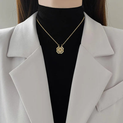 Magnetic 4 Leaf Clover Heart Necklace for Women – Golden Adjustable Pendant Necklace | Trendy Elegant Fashion Jewelry Pakistan 🔥 60% OFF – LAST DAY SALE