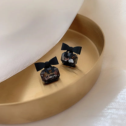 Black Alloy Stud Earrings for Women – Modern Minimalist Aluminium Plated Ear Studs | Trendy Lightweight Jewelry for Girls 🔥 60% OFF – LAST DAY SALE