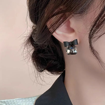 Black Alloy Stud Earrings for Women – Modern Minimalist Aluminium Plated Ear Studs | Trendy Lightweight Jewelry for Girls 🔥 60% OFF – LAST DAY SALE