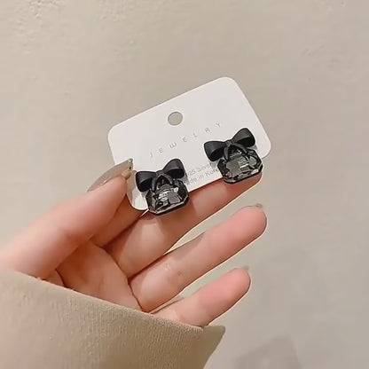 Black Alloy Stud Earrings for Women – Modern Minimalist Aluminium Plated Ear Studs | Trendy Lightweight Jewelry for Girls 🔥 60% OFF – LAST DAY SALE